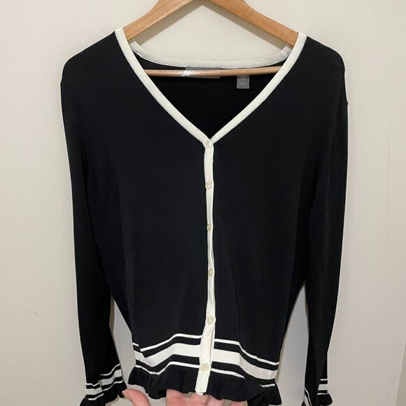 Kate Hill Rayon Nylon Cardigan Sweater, Size Large - Picture 1 of 11